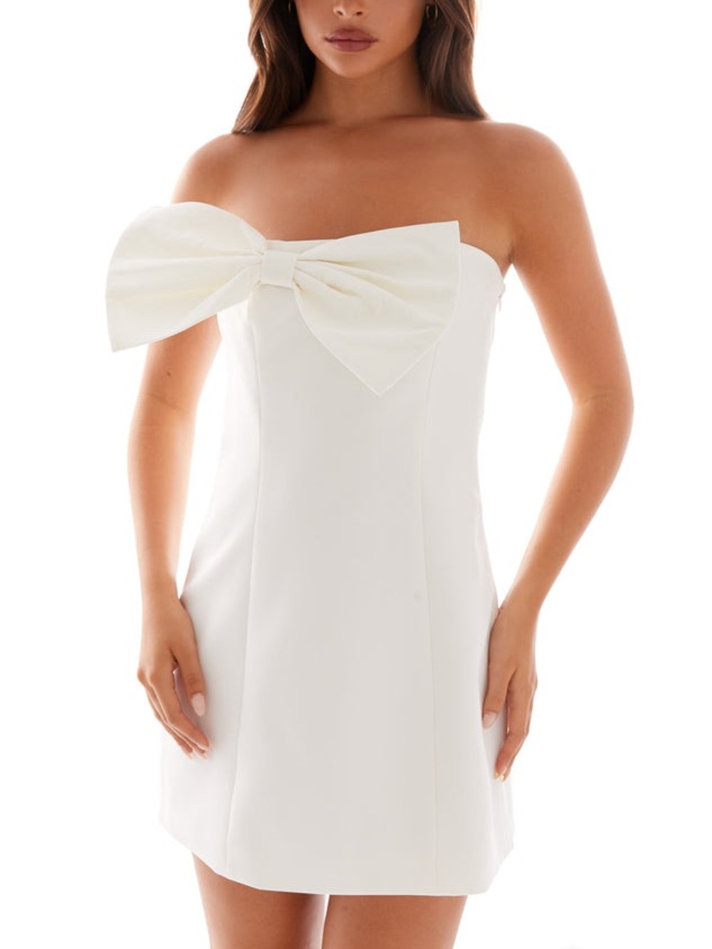 Peppermayo NWT Bow Detail Riva Mini Dress White Sz 6, 12, 16
